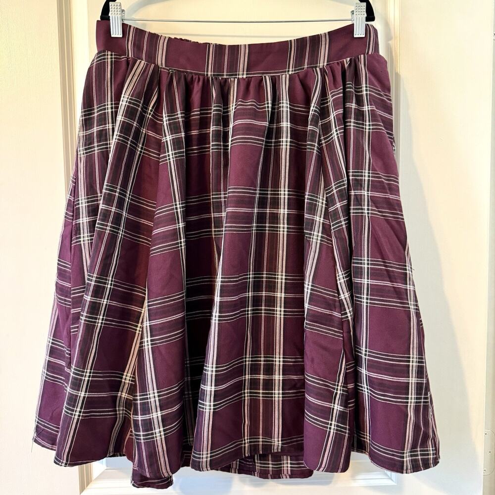Torrid Skirt Womens 14 Burgundy Plaid Pleated Midi Academia Grunge Fall Lined